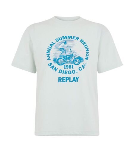 T-shirt Motif/style Moto Homme Turquoise Pâle Replay