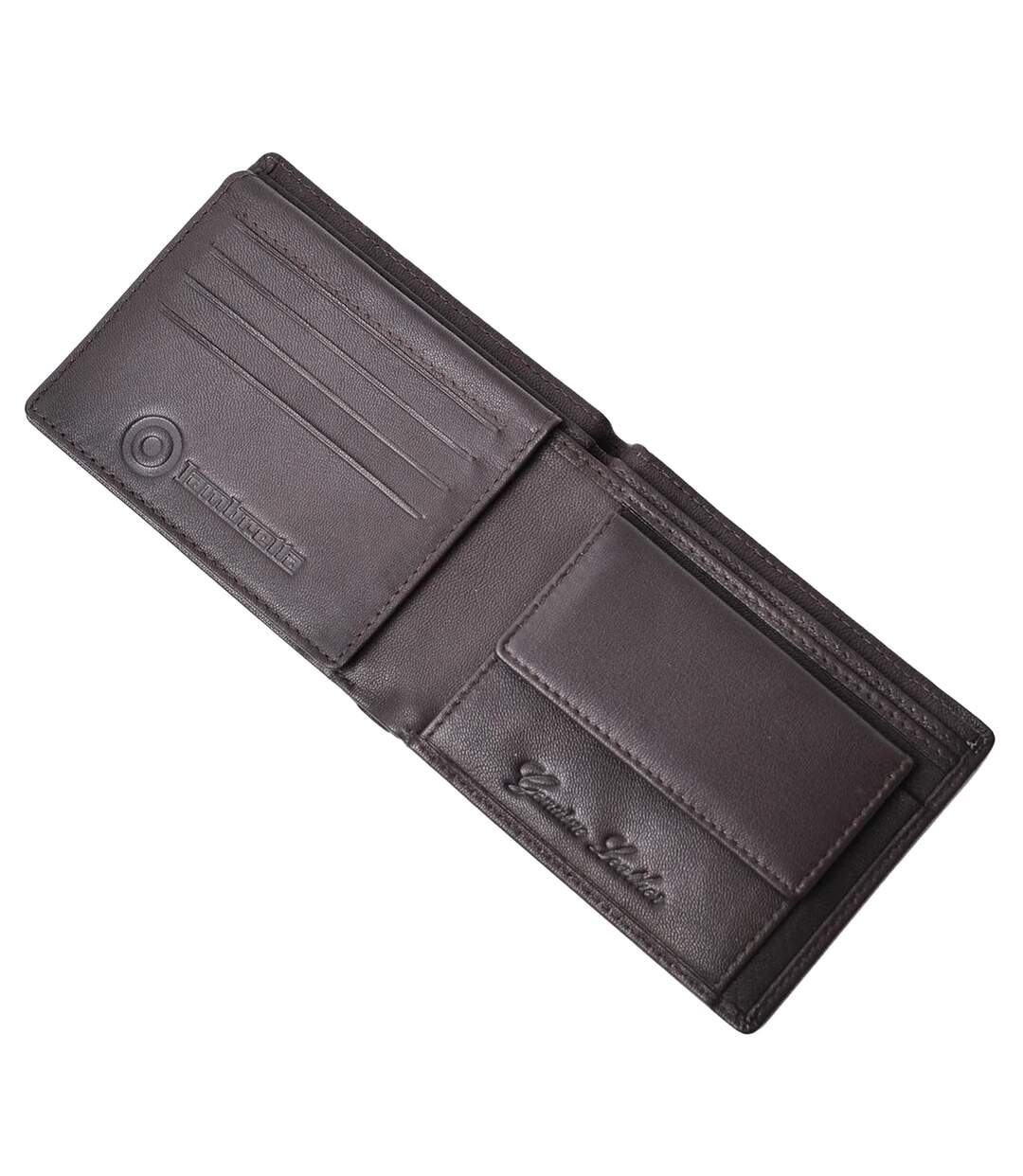 Punched Leather Wallet One Size Dark Brown Lambretta-2