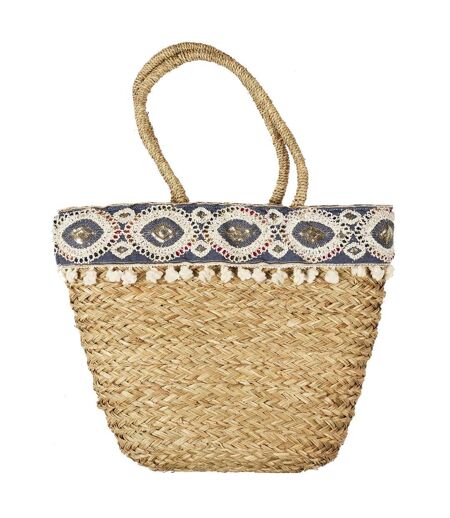 Sac de plage POP PLAYA en paille de blé tressée et macramé