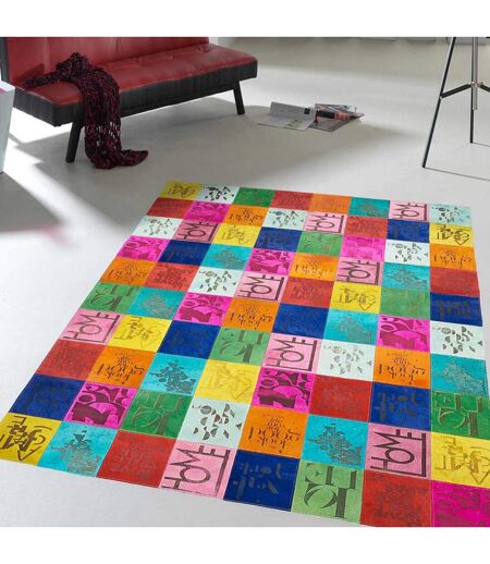 Tapis peau de vache kilim fait main