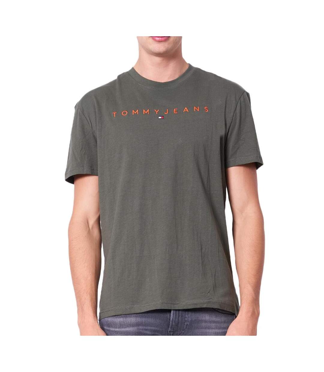 T-Shirt kaki homme tommy hilfiger reg linear-1