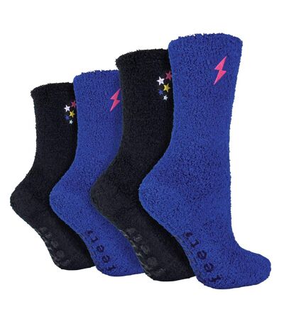 4 Pack Ladies Fleece Thermal Slipper Lounge Bed Socks for Ultimate Comfort