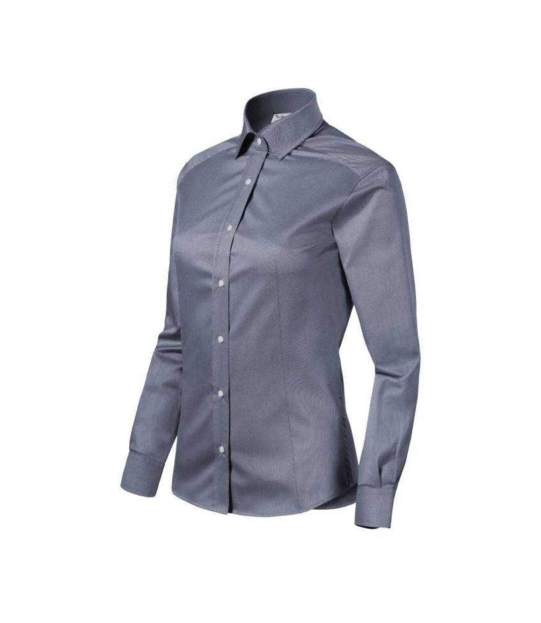 Chemise Manches Longues Journey Femme Gris Bleu Foncé Chiné Malfini-3