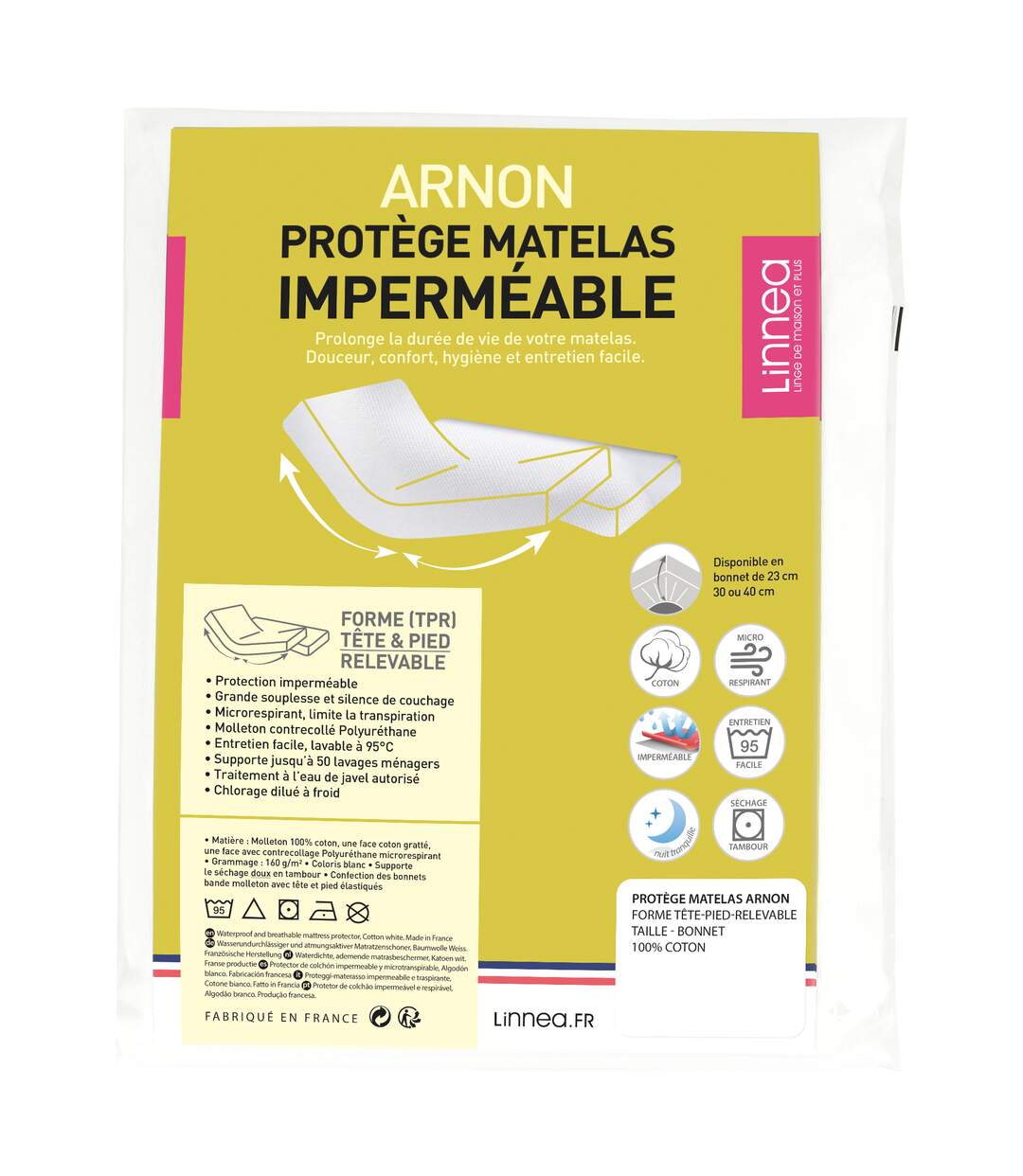 Protège matelas imperméable ARNON lit articulé TPR Bonnet de 23 cm-4