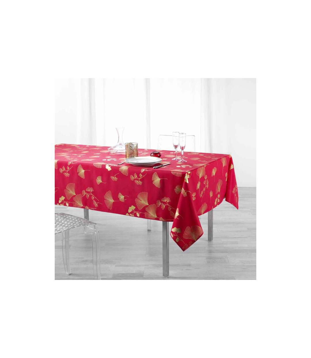 Nappe Imprimée Bloomy 150x240cm Rouge-3