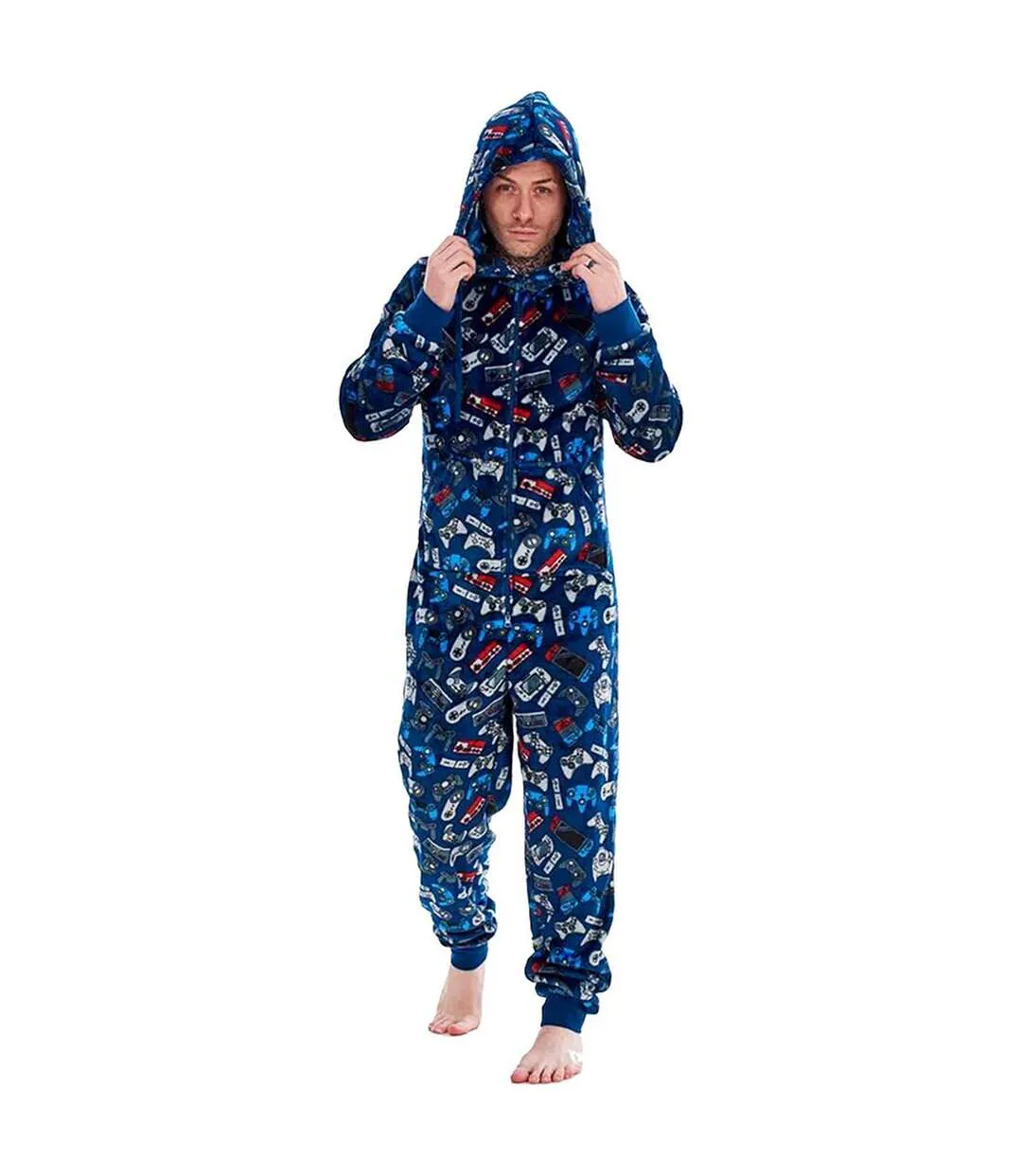 Mens Game Over Game Controller Fleece Jumpsuit Multicoloured Floso-2