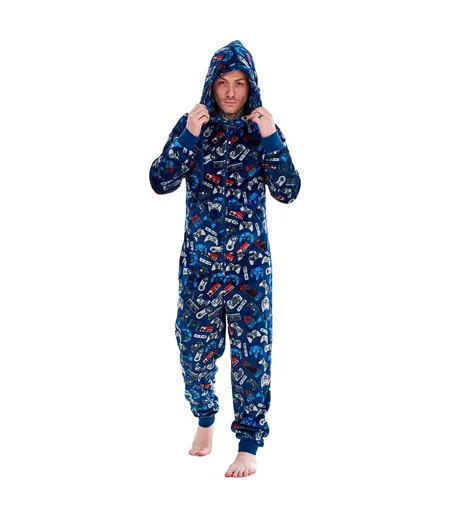 Mens Game Over Game Controller Fleece Jumpsuit Multicoloured Floso
