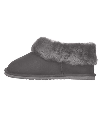 Leather womens/ladies sheepskin lined slipper boots grey Eastern Counties