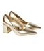 Womens/ladies baden metallic detail medium block heel court shoes gold Dorothy Perkins