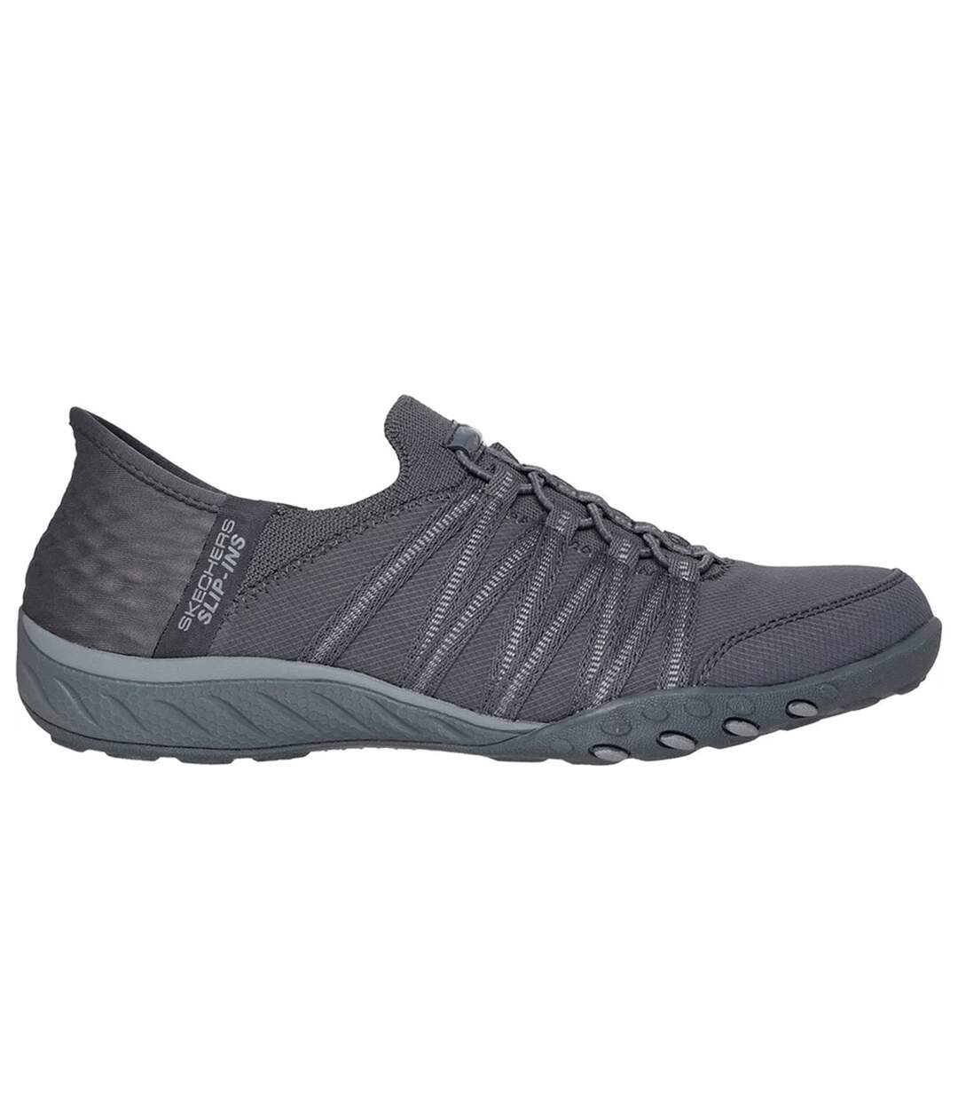 Womens/ladies Breathe Easy Roll With Me Trainers Charcoal Skechers-3