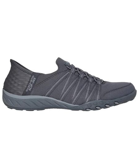Womens/ladies Breathe Easy Roll With Me Trainers Charcoal Skechers