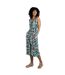 Womens/ladies nalani leaf print eco liva jumpsuit aqua blue Weird Fish-4