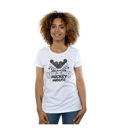 Disney T-shirt en coton miroité Mickey Mouse Femme/Ladies (Blanc) - UTBI30929