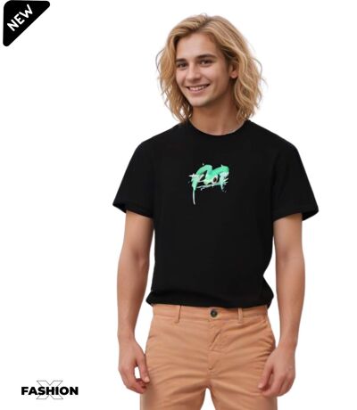 T-Shirt Manches Courtes -  Homme - Col Rond - Couleur Noir