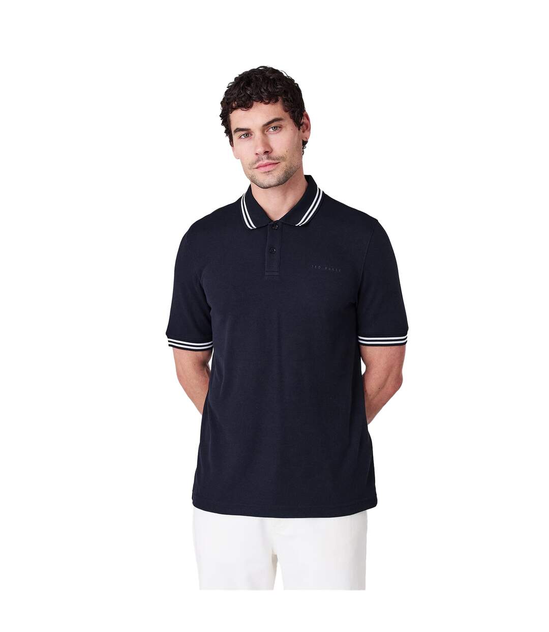 Polo Motif/style Rayure Contrastée Sur Bord Homme Bleu Marine Ted Baker-1