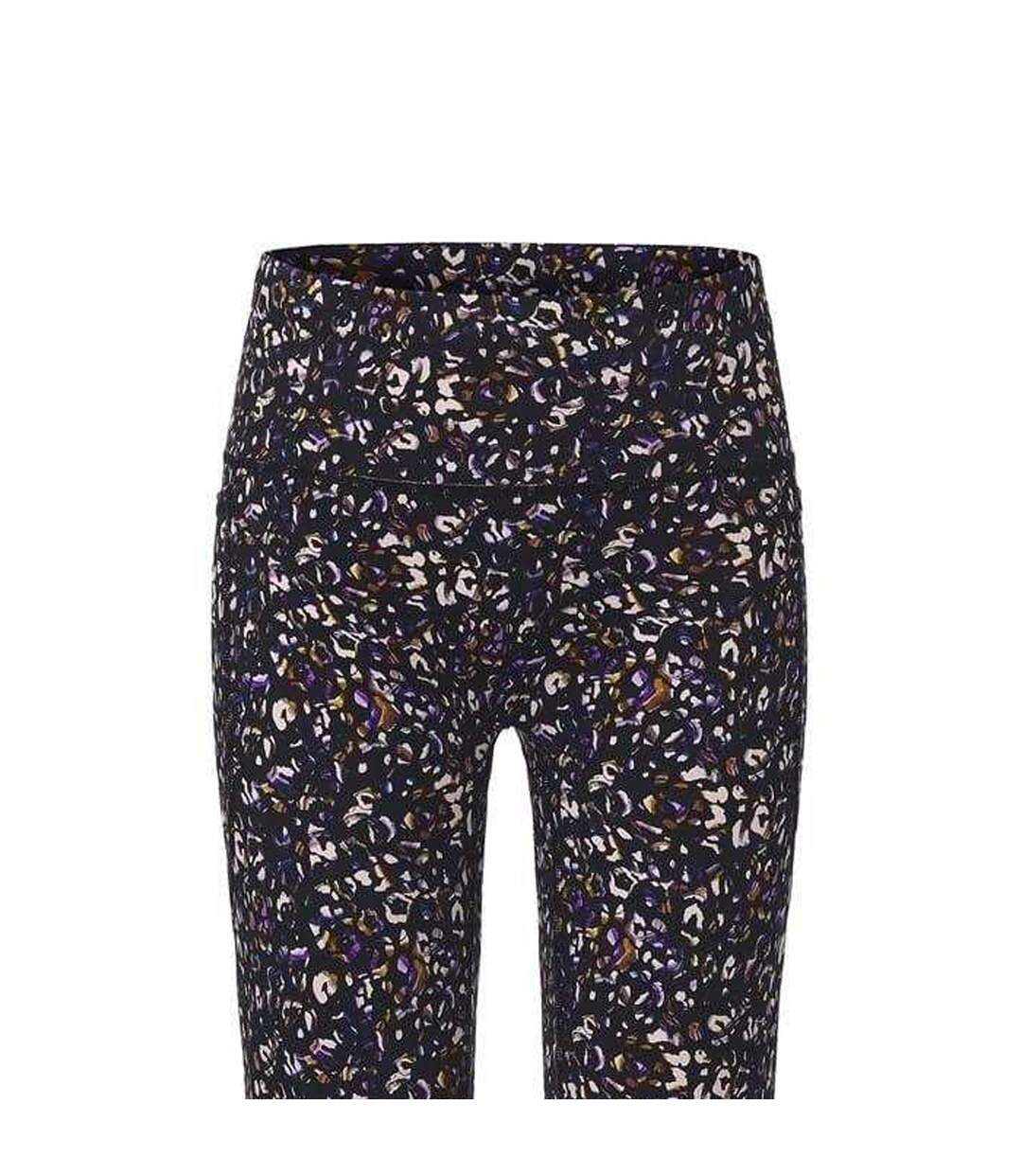 Womens/ladies Leopard Pattern Leggings Black Biba-2