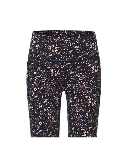 Womens/ladies Leopard Pattern Leggings Black Biba