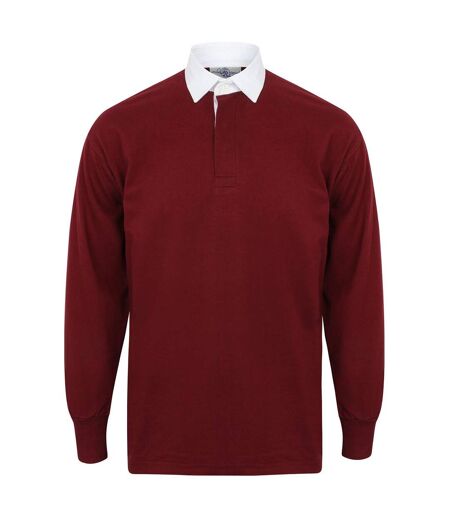 Polo de rugby a manches longues homme bordeaux/blanc Front Row