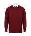 Polo de rugby a manches longues homme bordeaux/blanc Front Row-1