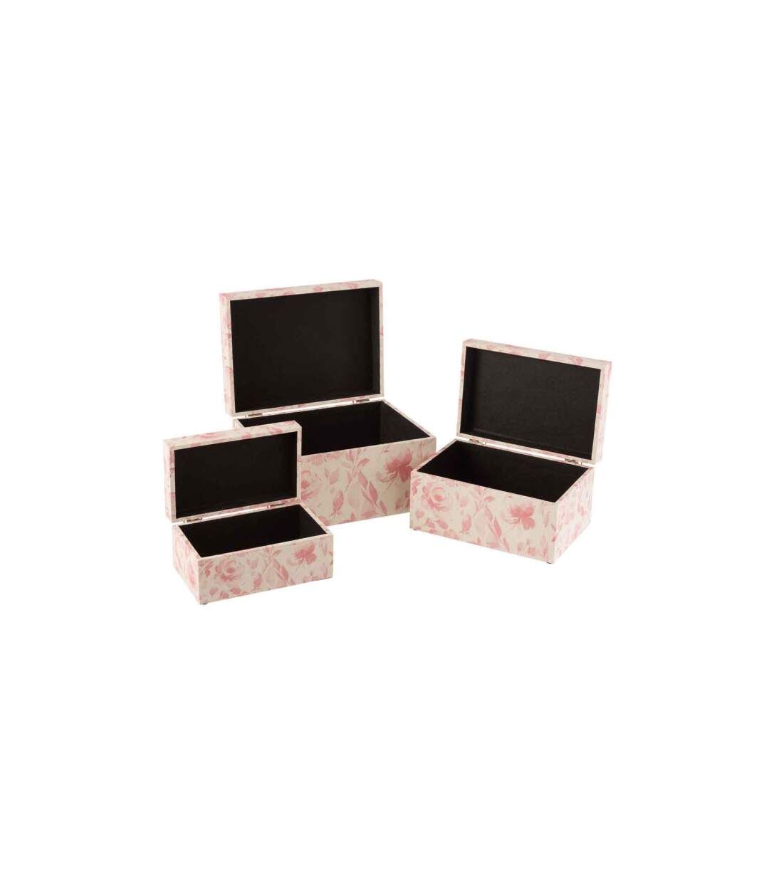 Lot de 3 Boîtes Déco Motif Fleurs 35cm Rose-2