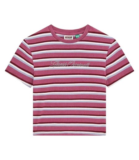 T-shirt Motif/style À Rayures Femme Lilac Pâle Guess