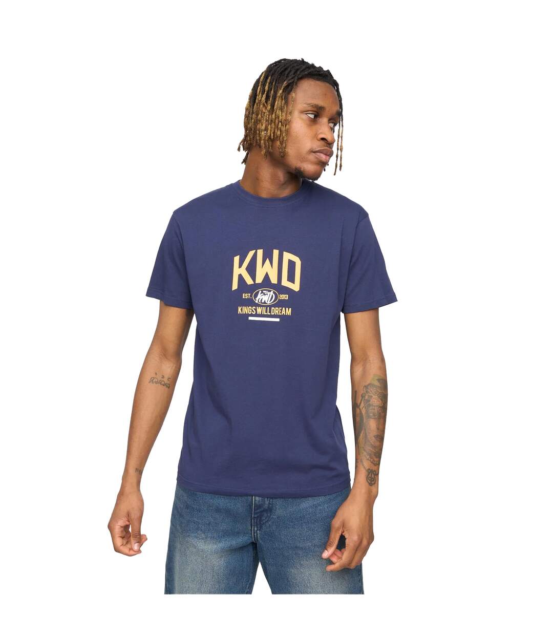 T-shirt Tattooed Homme Bleu Marine Kings Will Dream-4