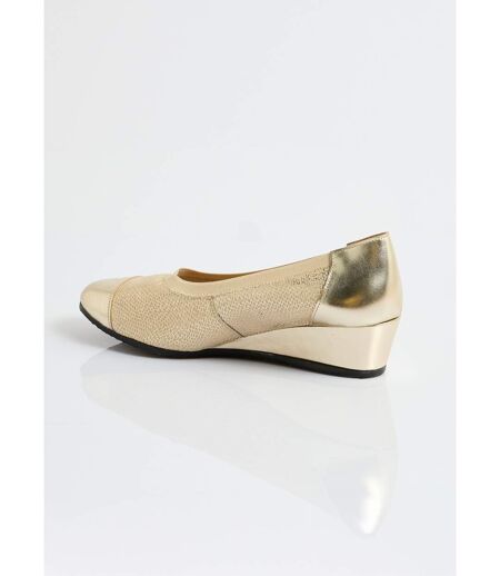 Ballerines compensées cuir largeur confort bi-matière
