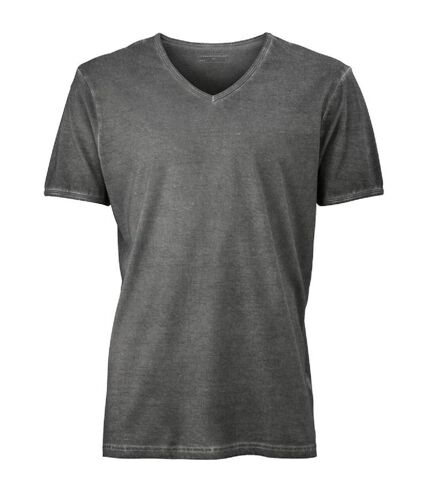 T-shirt style bohémien col V homme JN976 - gris graphite