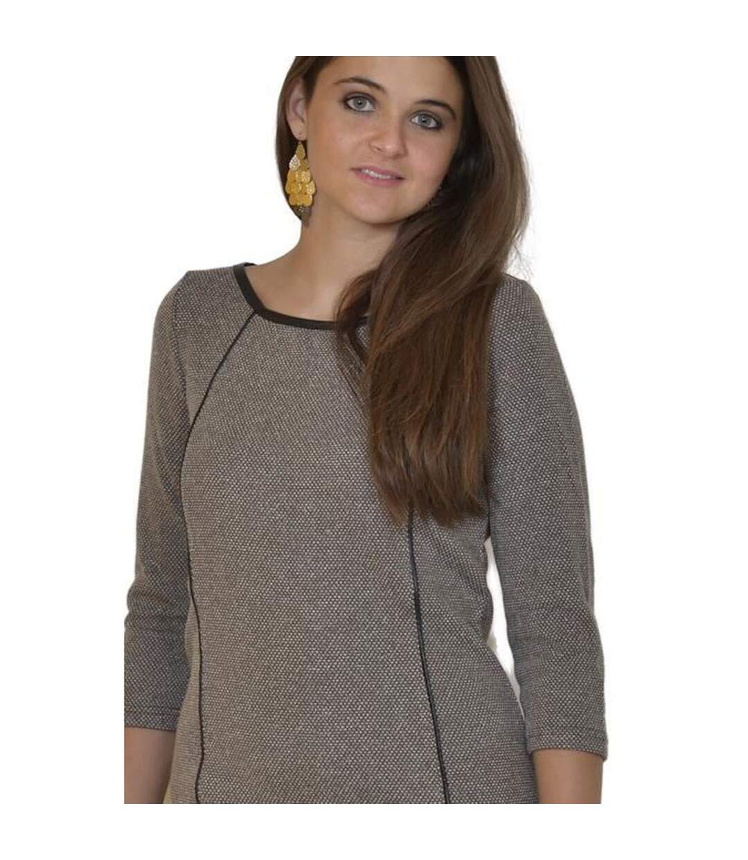 Robe femme manches 3/4 - Mod: HAZEL de couileur marron-4