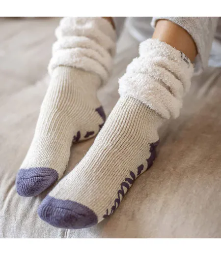 Ladies Fluffy Slouch Top Non Slip Thermal Bed Socks