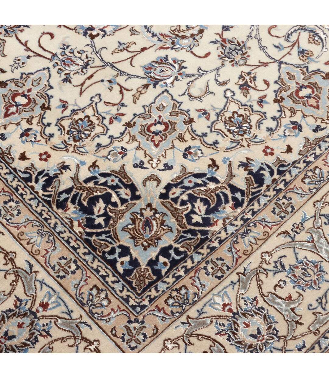 Authentique tapis d'Orient noué main en laine et soie NAIN-5