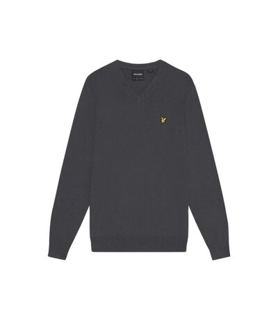 Pull à col v en coton mérinos pour hommes gunmetal Lyle & Scott Lyle & Scott