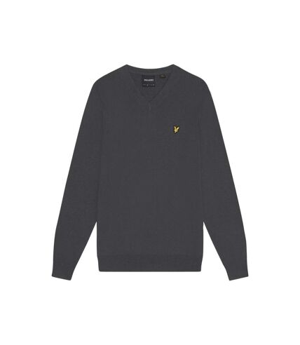 Pull à col v en coton mérinos pour hommes gunmetal Lyle & Scott Lyle & Scott