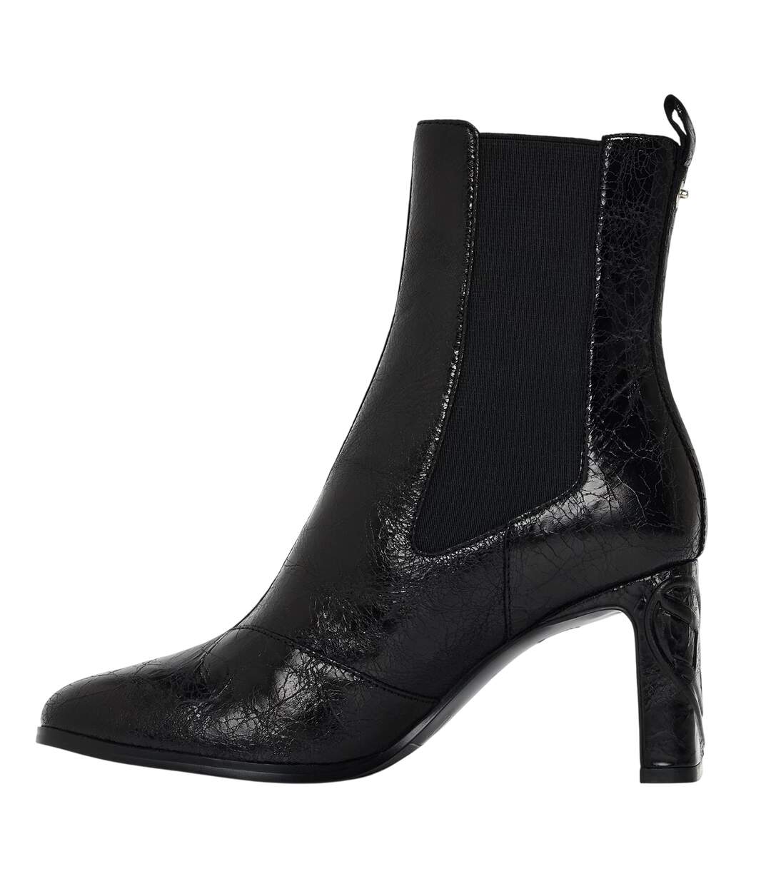 Womens/ladies Giove Textured Block Heel Chelsea Boots Black Diesel-2