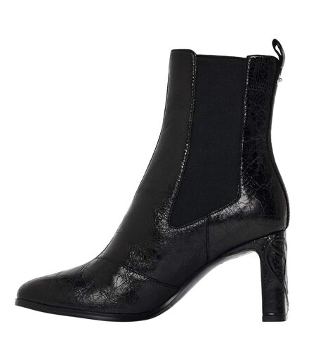 Womens/ladies Giove Textured Block Heel Chelsea Boots Black Diesel