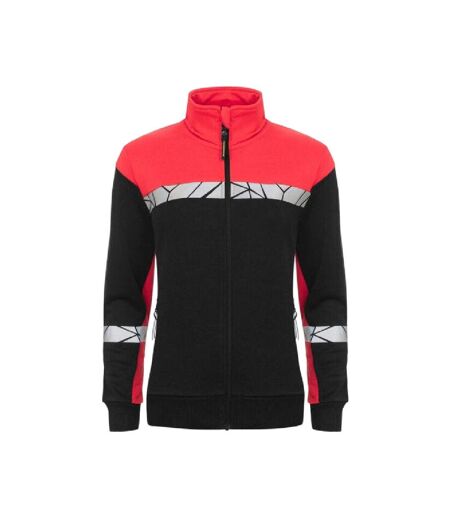 Womens/ladies Progression 7105 Reflective Sweatshirt Black Red Projob