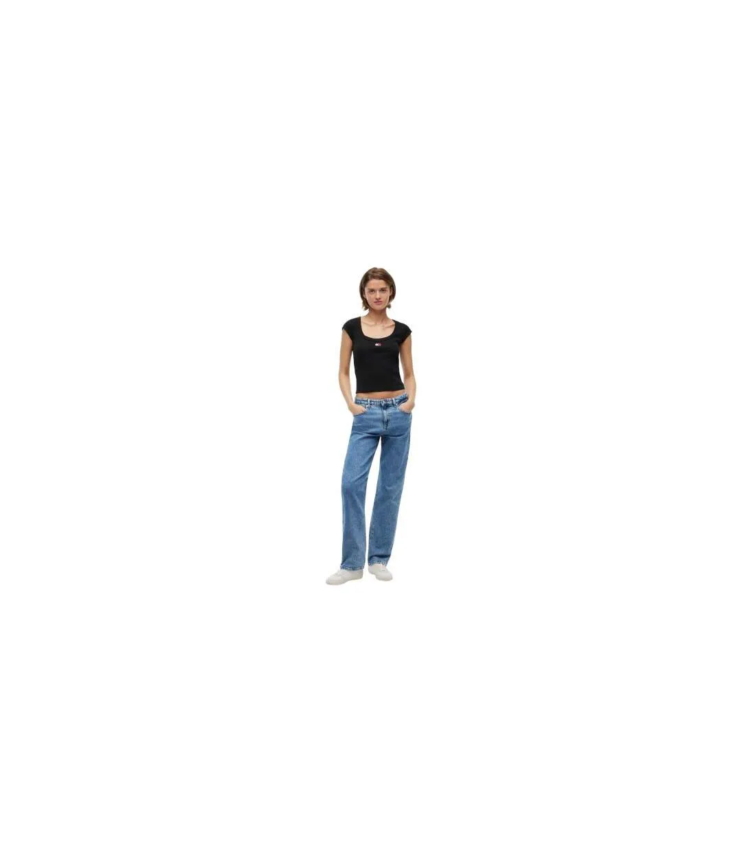 T-shirt Motif/style Logo Brodé Femme Noir Tommy Jeans-1