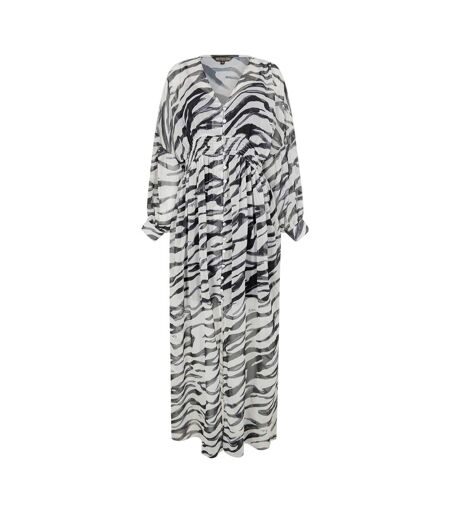 Womens/ladies Little Mistress Zebra Print Maxi Dress White Black Biba