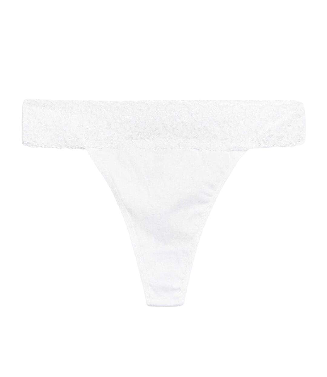 Pack Of 5  Womens/ladies Lace Trim Cotton Thong  Black White Nude Be You-2