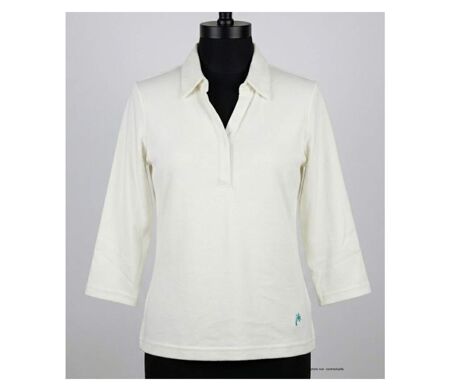 Polo MAYFLOWER KF268L blanc à manches 3/4 : le chic naturel en coton