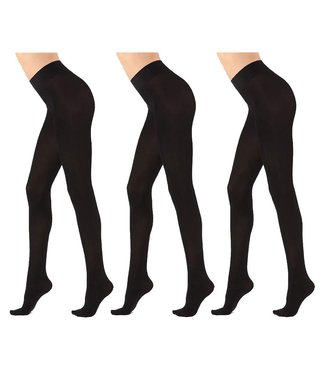 Collant Femme Confort et Résistance DIAMANTINO Pack de 3 Collants Opaque Microfibre Noir