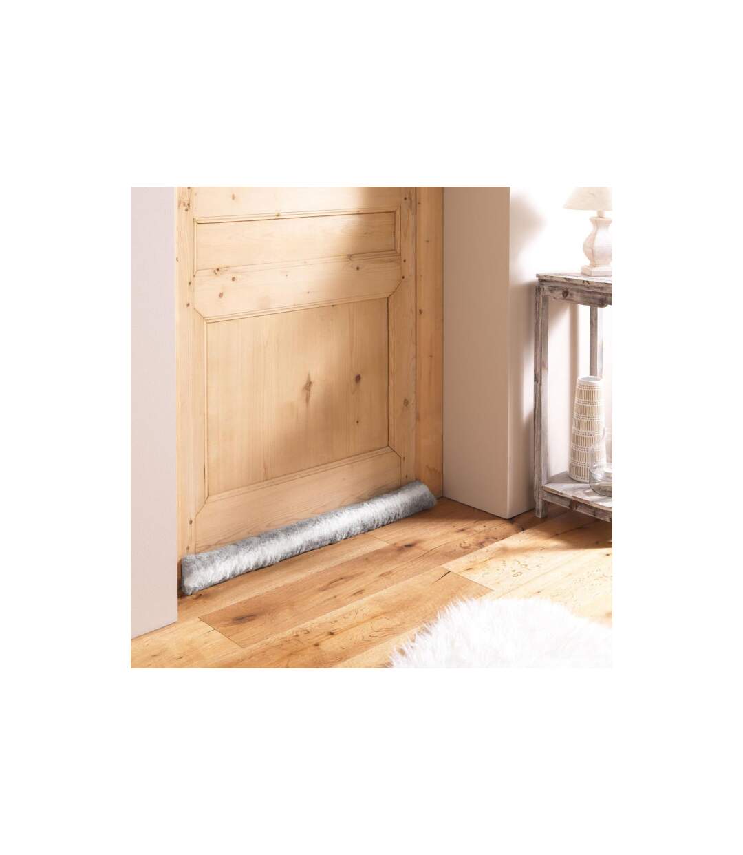 Boudin Bas de Porte Imitation Fourrure Sven 80cm Naturel-3