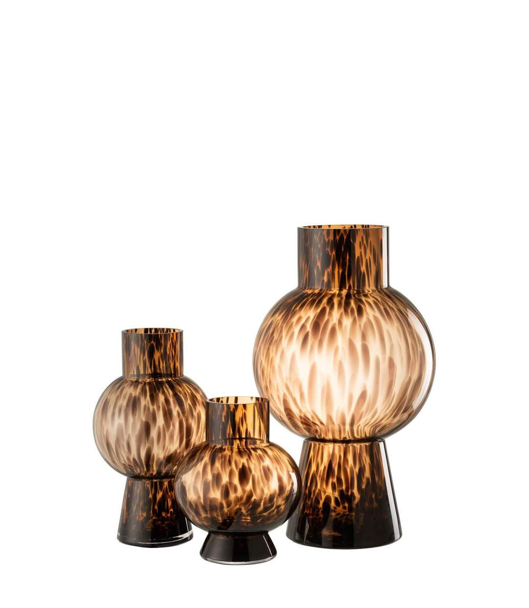 Vase Boule en Verre Design Poiso 31cm Marron-2