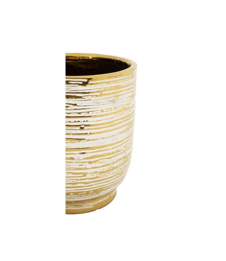 Lot de 2 Vases en Céramique Melody 24cm Or & Blanc