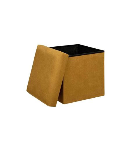 Pouf Coffre Pliable en Velours Lilou 38cm Ocre