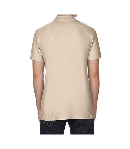 Mens softstyle double pique polo shirt sand Gildan