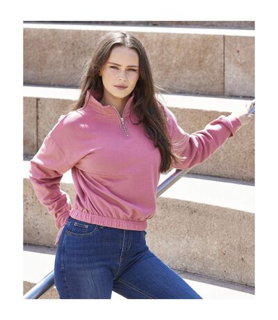 Womens/ladies Just Hoods Crop Sweatshirt Dusty Rose Awdis