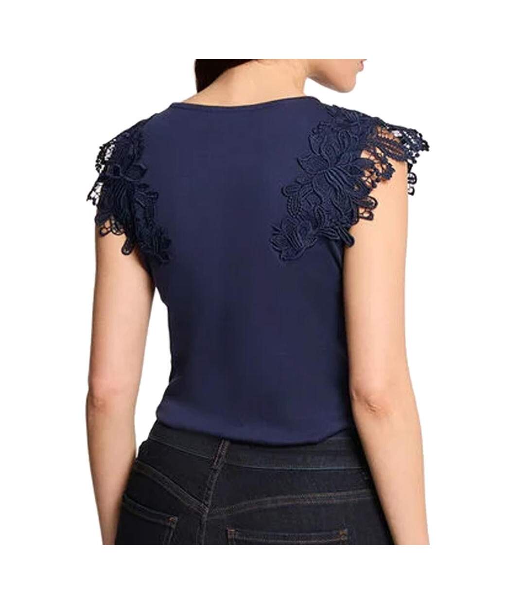 T-Shirt marine femme morgan fleurs-2