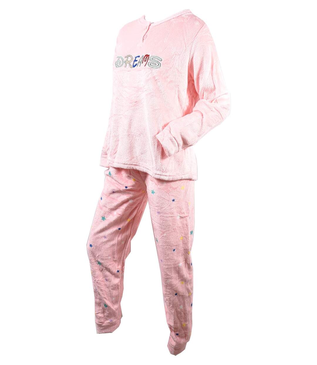 Pyjama Femme Long SWEET SECRET J1595 POLAIRE ROSE-2