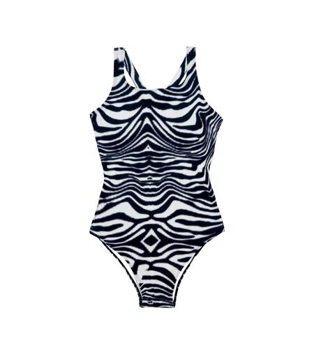 Hype Womens/Ladies Wave One Piece Bathing Suit (Black/White) - UTHY7290